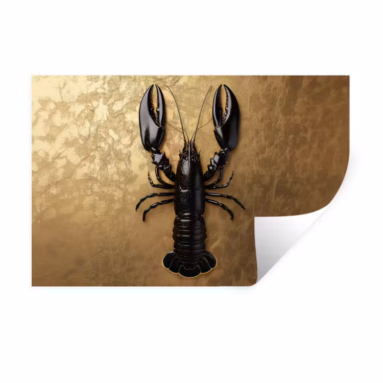 Kreeft - Zwart - Goud - Luxe Muursticker klein -3d