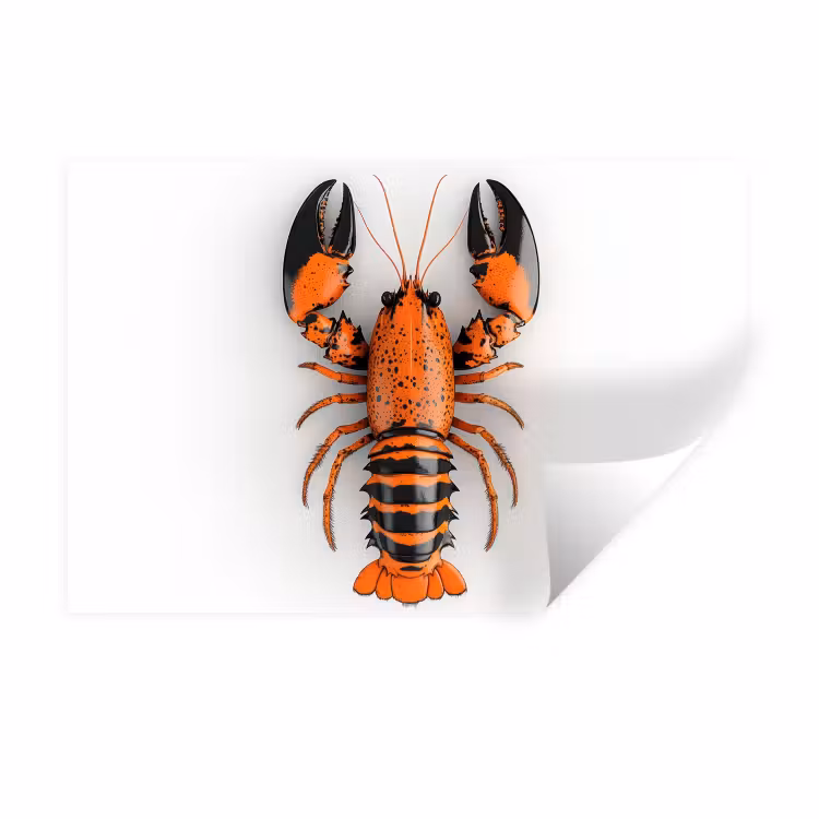 Kreeft - Zwart - Oranje - Wit - Uniek Muursticker klein -3d