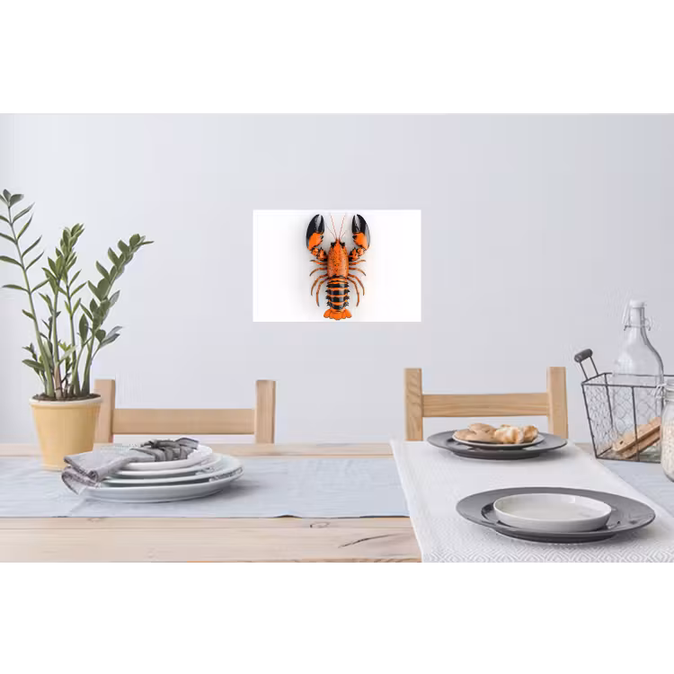 Kreeft - Zwart - Oranje - Wit - Uniek Muursticker klein -eettafel