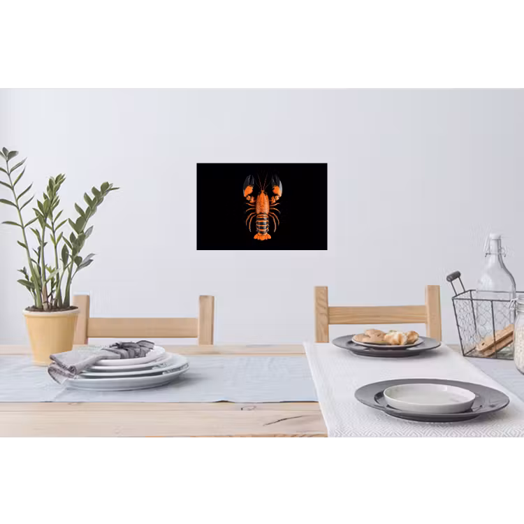 Kreeft - Oranje - Zwart - Modern Muursticker klein -eettafel