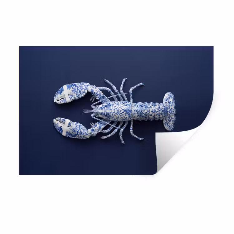 Kreeft - Porselein - Delfts - Blauw Muursticker klein -3d
