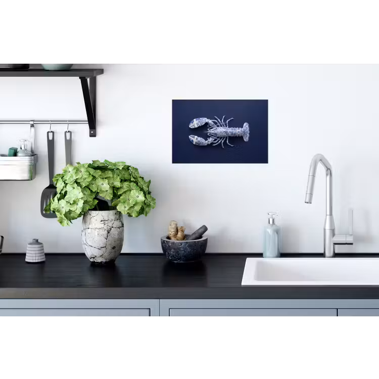 Kreeft - Porselein - Delfts - Blauw Muursticker klein -keuken