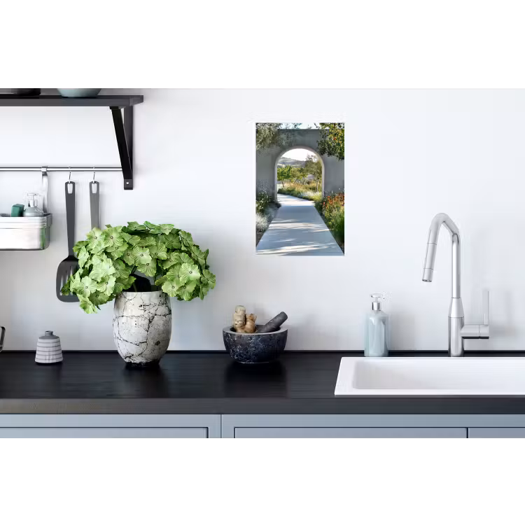 Doorkijk - Pad - Beton - Landschap Muursticker klein -keuken