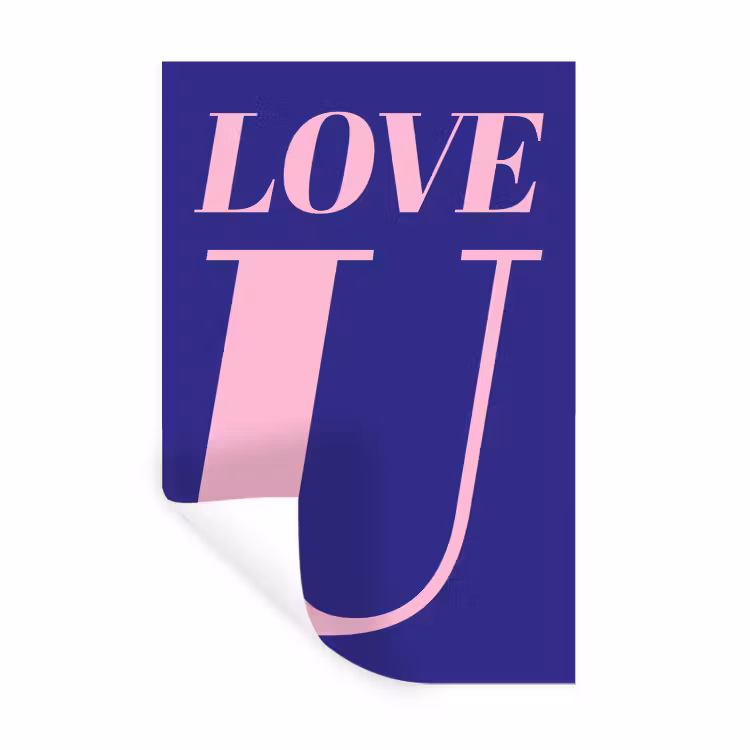 Love - Blauw - Valentijn Muursticker klein -3d