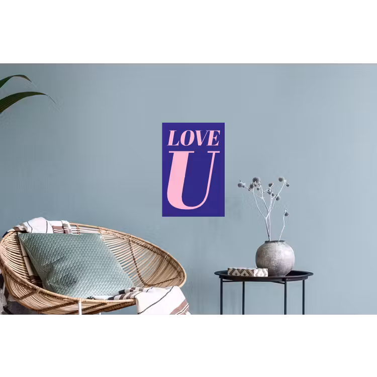 Love - Blauw - Valentijn Muursticker klein -plant