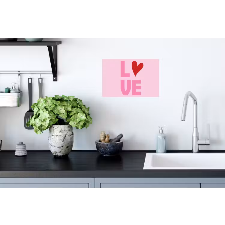 Love - Roze - Hart - Valentijn Muursticker klein -keuken
