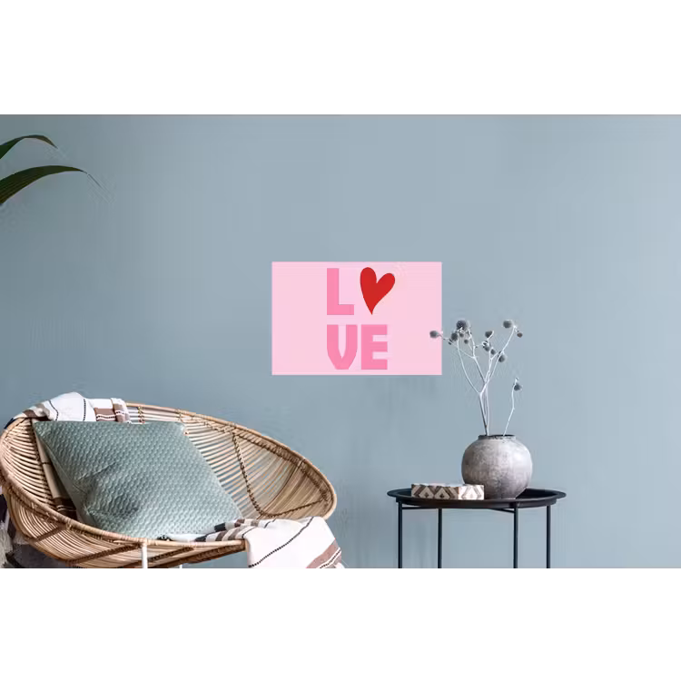 Love - Roze - Hart - Valentijn Muursticker klein -plant