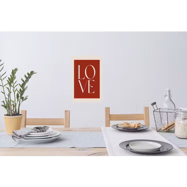 Love - Rood - Minimalistisch Muursticker klein -eettafel