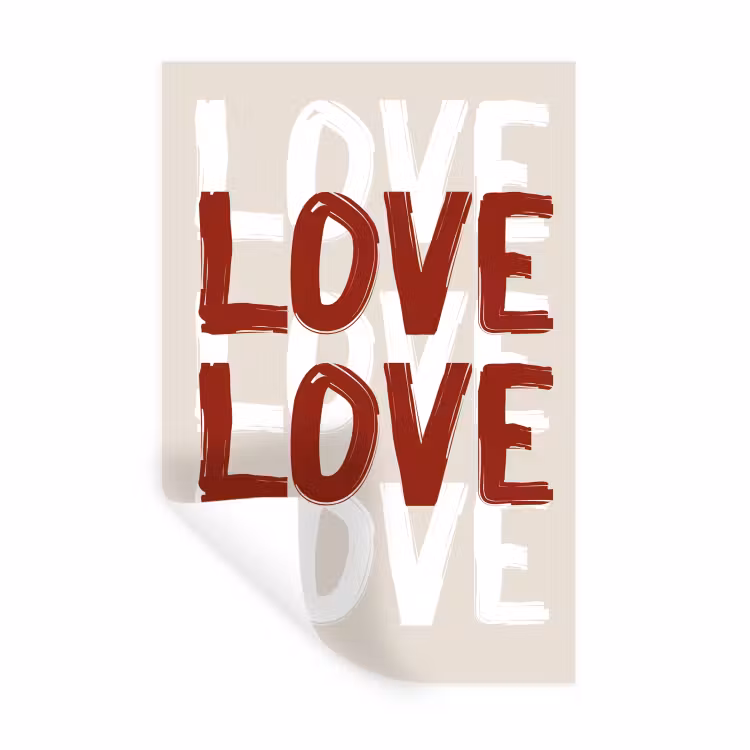 Love - Rood - Tekst Muursticker klein -3d