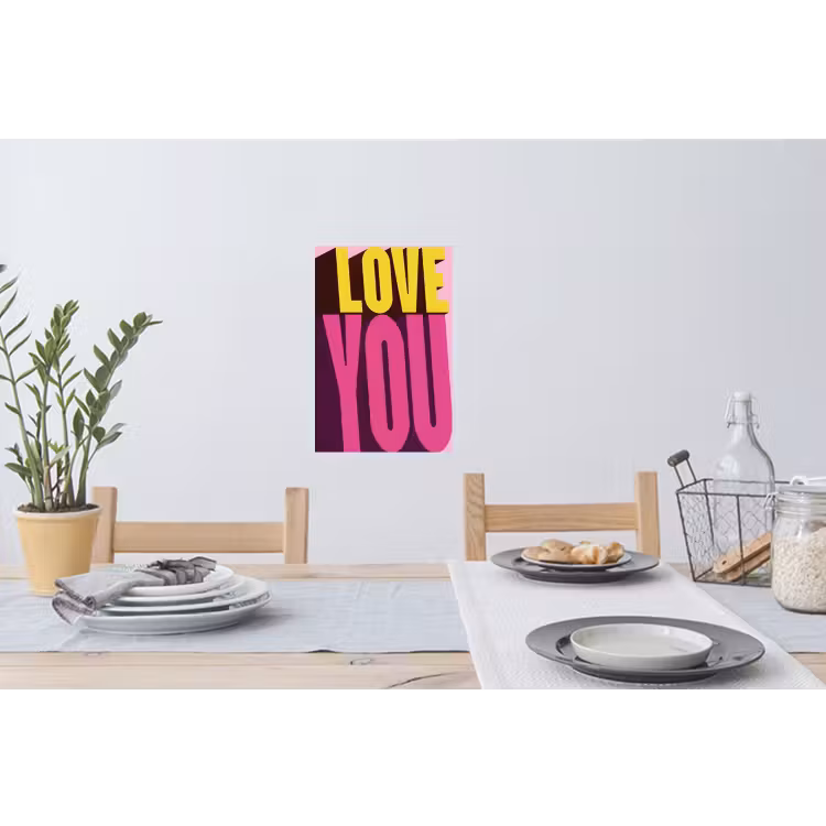 Love - Tekst - Roze - Valentijn Muursticker klein -eettafel