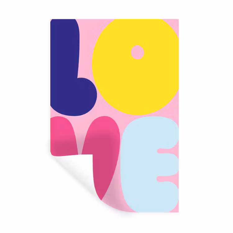 Love - Valentijn - Kleurrijk Muursticker klein -3d