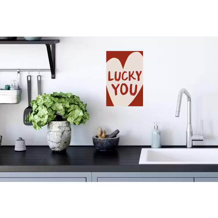 Lucky - Hart - Rood Muursticker klein -keuken