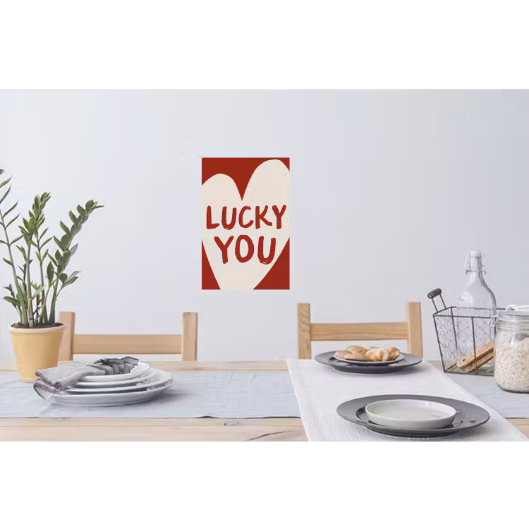 Lucky - Hart - Rood Muursticker klein -eettafel