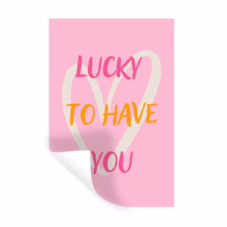 Lucky - Love - Valentijn - Roze Muursticker klein -3d