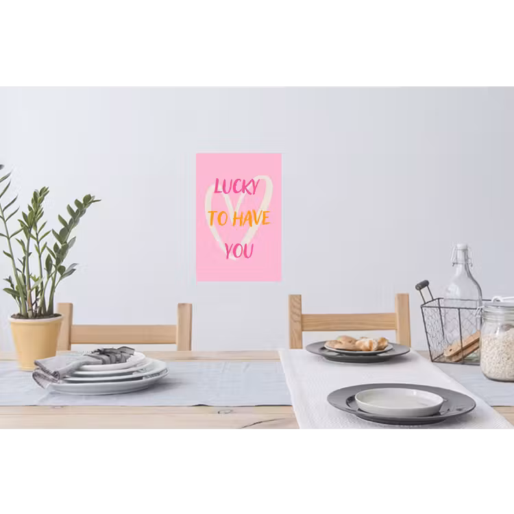 Lucky - Love - Valentijn - Roze Muursticker klein -eettafel