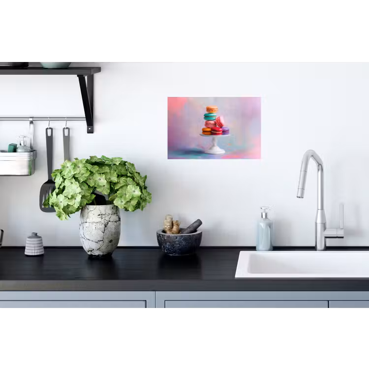 Macarons - Schaal - Pastel - Kleurrijk Muursticker klein -keuken