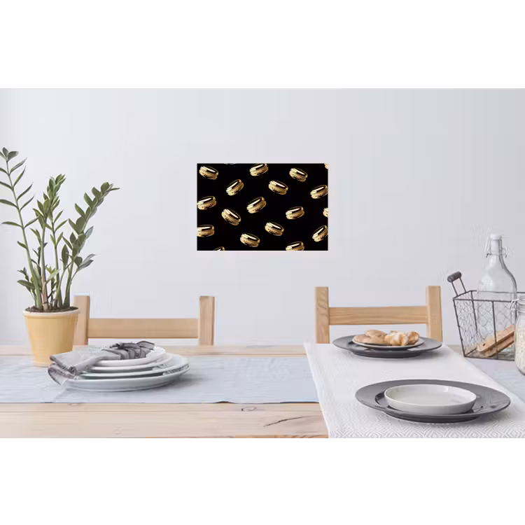Macarons - Patroon - Goud - Zwart Muursticker klein -eettafel