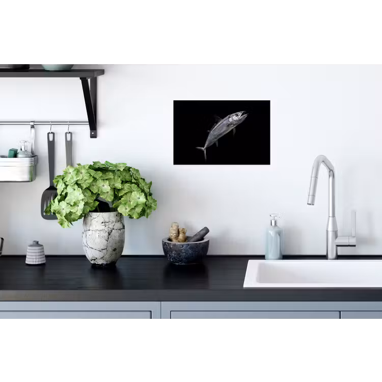 Makreel - Vis - Zwart Muursticker klein -keuken