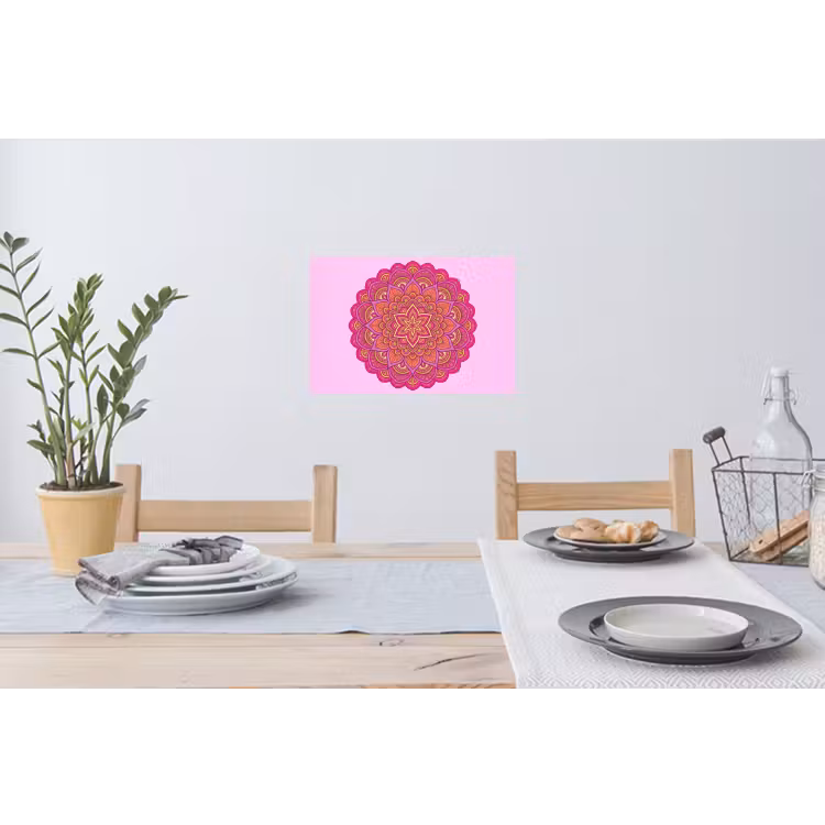 Mandala - Cirkel - Spiritueel - Oosters - Roze Muursticker klein -eettafel