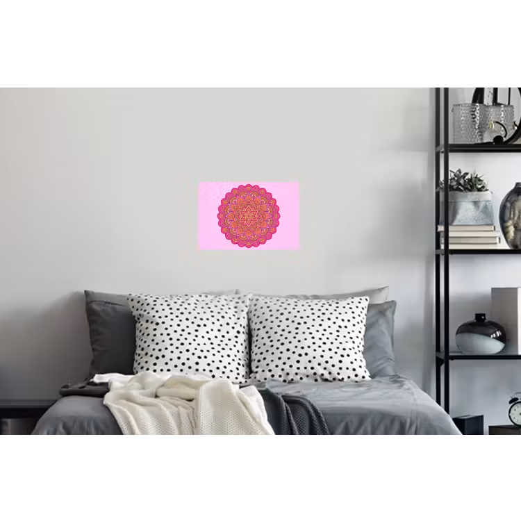 Mandala - Cirkel - Spiritueel - Oosters - Roze Muursticker klein -slaapkamer