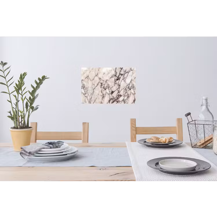 Marmer - Textuur - Abstract - Wit - Bruin Muursticker klein -eettafel