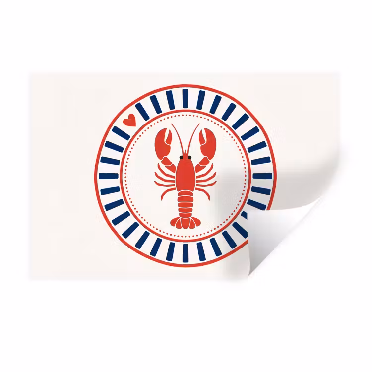 Zeeleven - Kreeft - Embleem - Grafisch - Rood Muursticker klein -3d
