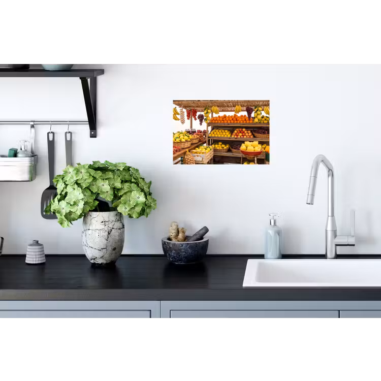 Wall Sticker - Market Stall - Fruit - Fresh - Marktkraam - Fruit - Vers Muursticker klein