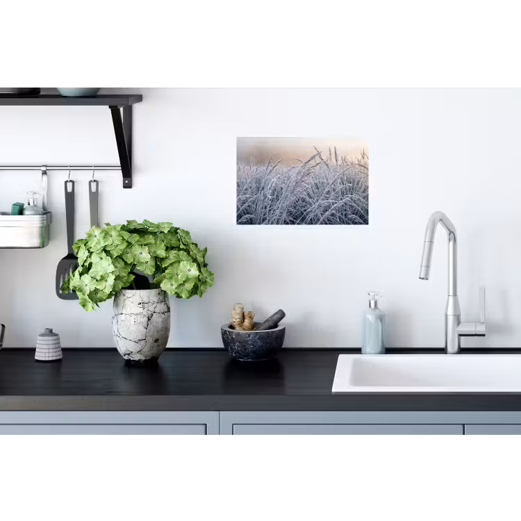 Rijp - Gras - Kristallen - Winter - Minimalistisch Muursticker klein -keuken