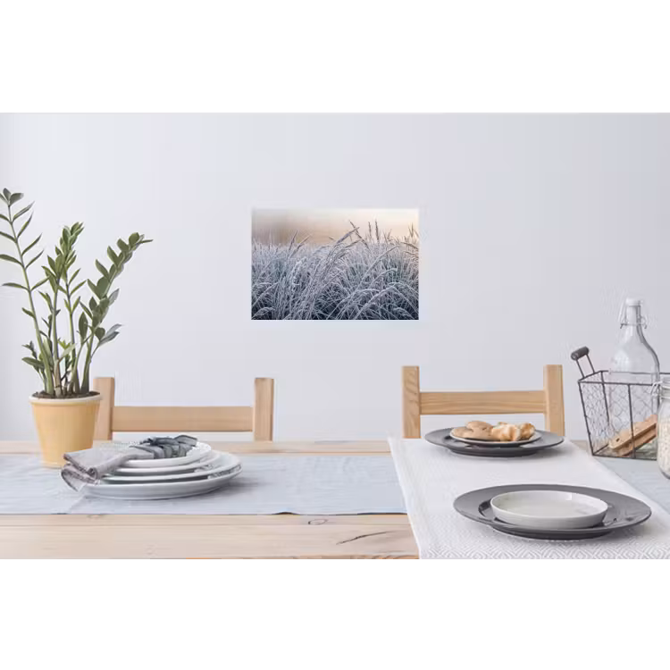 Rijp - Gras - Kristallen - Winter - Minimalistisch Muursticker klein -eettafel