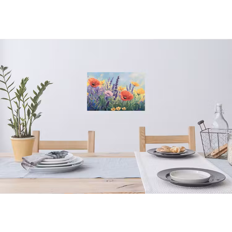 Weide - Bloemen - Kleurrijk Muursticker klein -eettafel