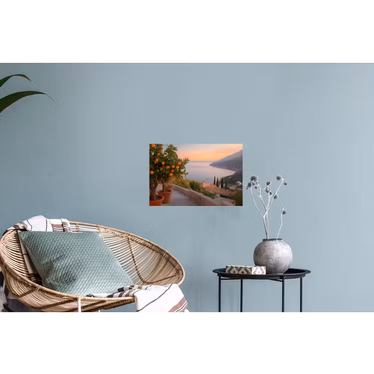 Middelandse zee - Sinaasappel - Heuvels - Zee Muursticker klein -plant