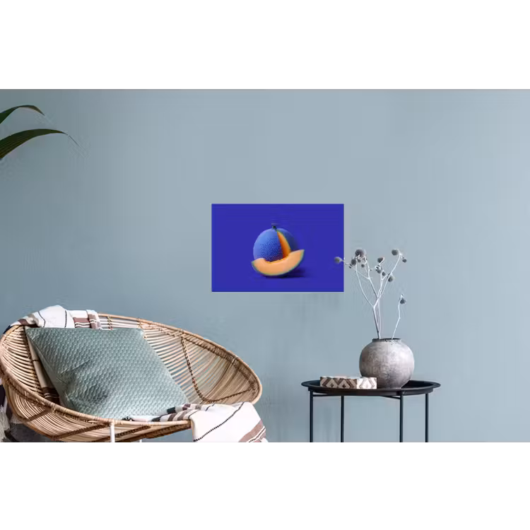 Meloen - Blauw - Oranje - Kunstzinnig Muursticker klein -plant