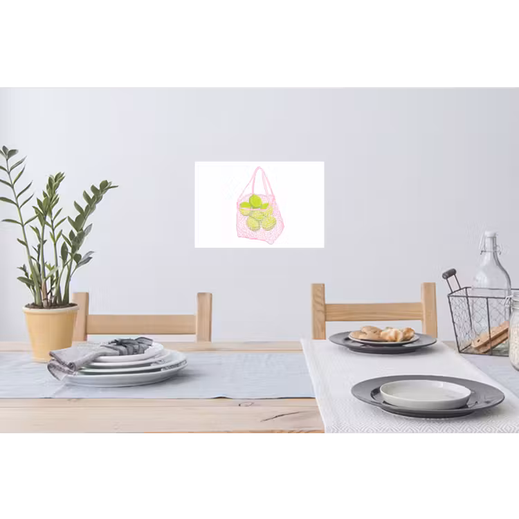 Netzakje - Roze - Illustratie - Limoenen Muursticker klein -eettafel