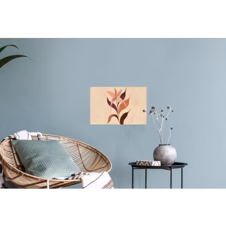 Minimalistisch - Bloem - Bladeren - Beige Muursticker klein -plant
