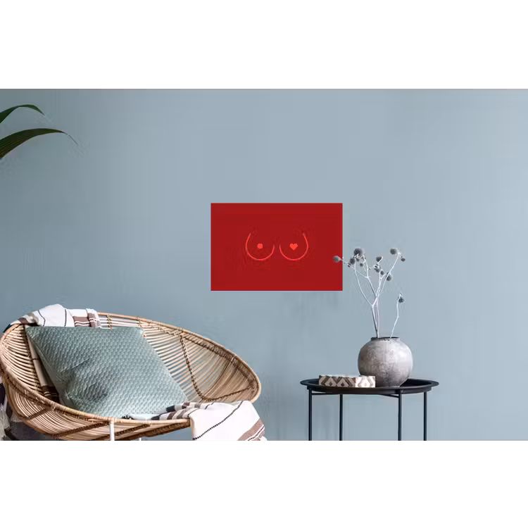 Minimalistisch - Lijnillustratie - Rood Muursticker klein -plant