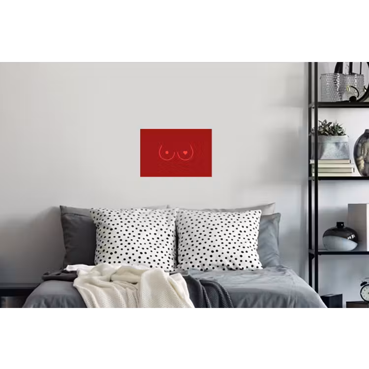 Minimalistisch - Lijnillustratie - Rood Muursticker klein -slaapkamer