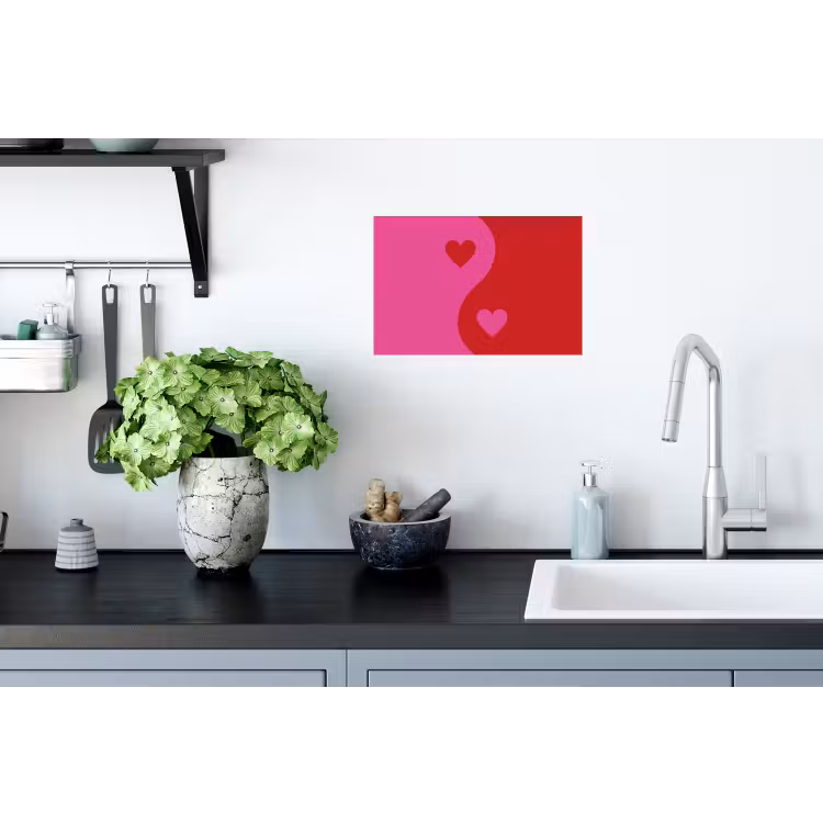 Minimalistisch - Rood - Roze - Hartjes Muursticker klein -keuken