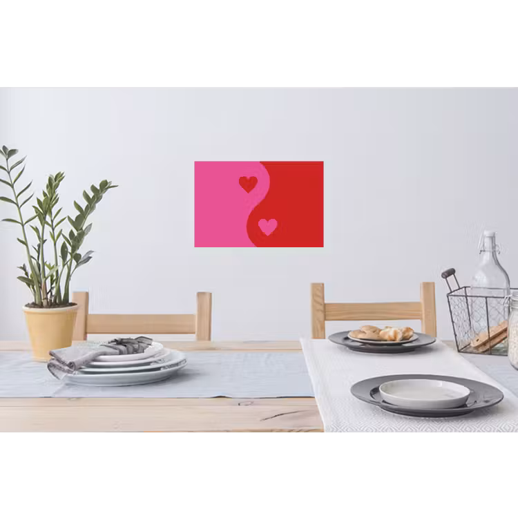 Minimalistisch - Rood - Roze - Hartjes Muursticker klein -eettafel