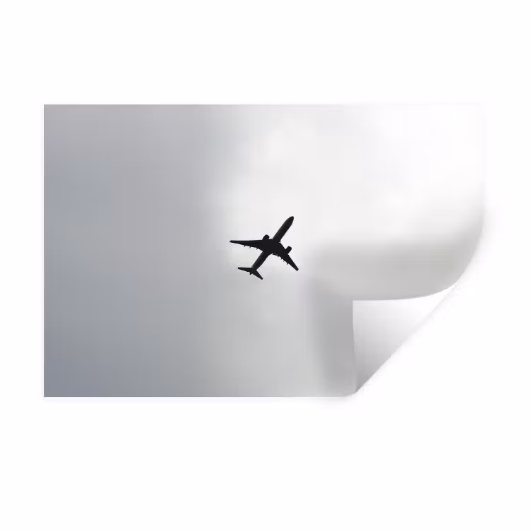 Minimalistisch - Silhouet - Zwart - Vliegtuig Muursticker klein -3d