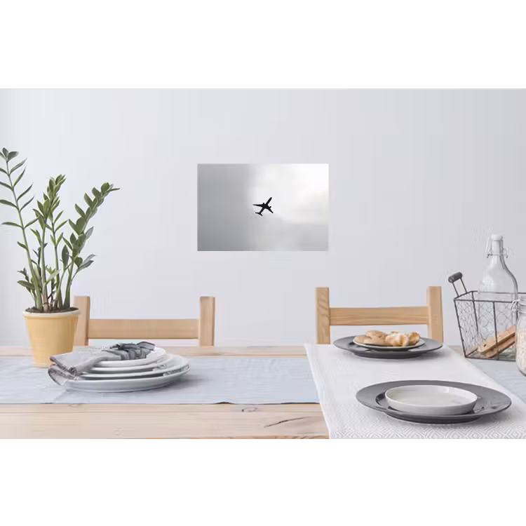 Minimalistisch - Silhouet - Zwart - Vliegtuig Muursticker klein -eettafel
