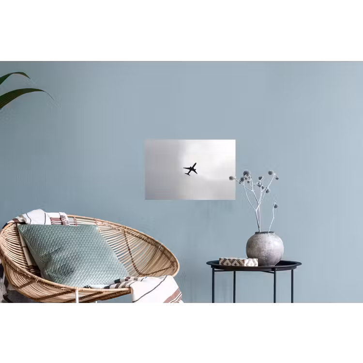 Minimalistisch - Silhouet - Zwart - Vliegtuig Muursticker klein -plant