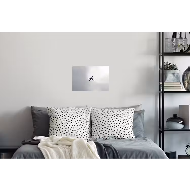 Minimalistisch - Silhouet - Zwart - Vliegtuig Muursticker klein -slaapkamer