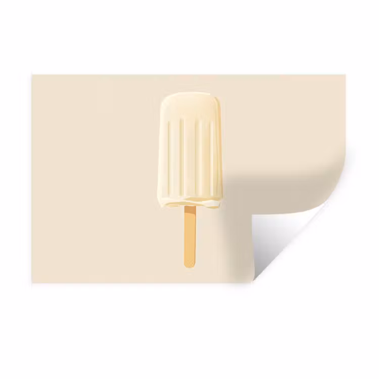 Minimalistisch - Waterijsje - Stokje - Beige Muursticker klein -3d