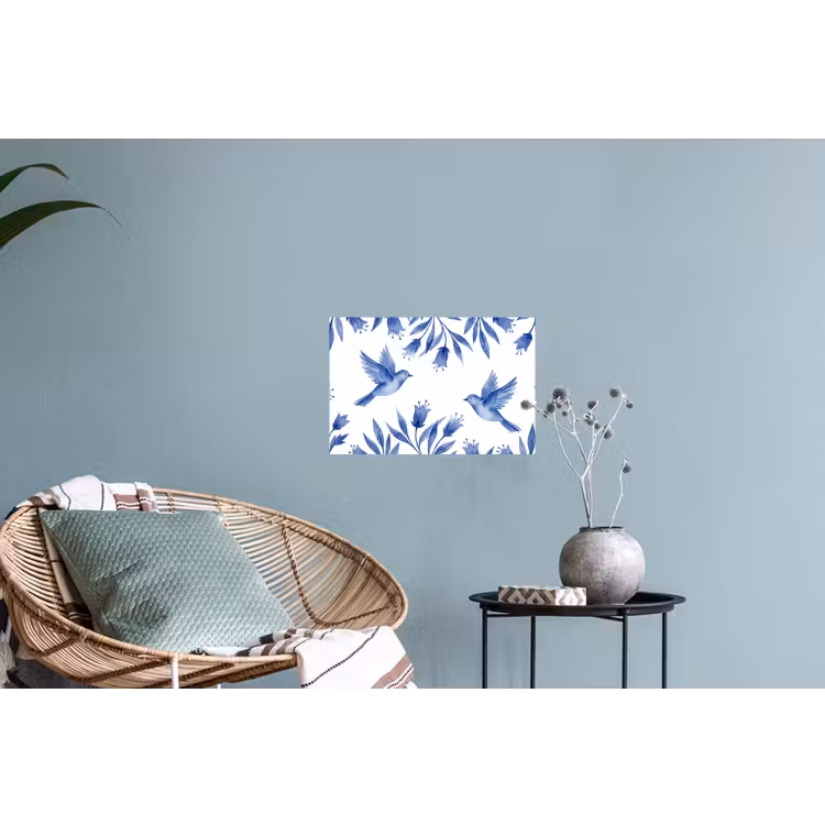 Modern - Vogels - Delfts - Blauw Muursticker klein -plant