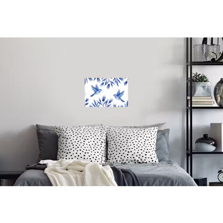 Modern - Vogels - Delfts - Blauw Muursticker klein -slaapkamer