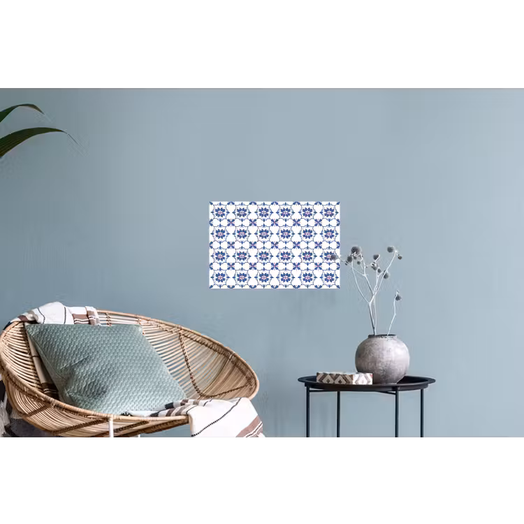 Modern - Patroon - Blauw - Roze Muursticker klein 286 -plant