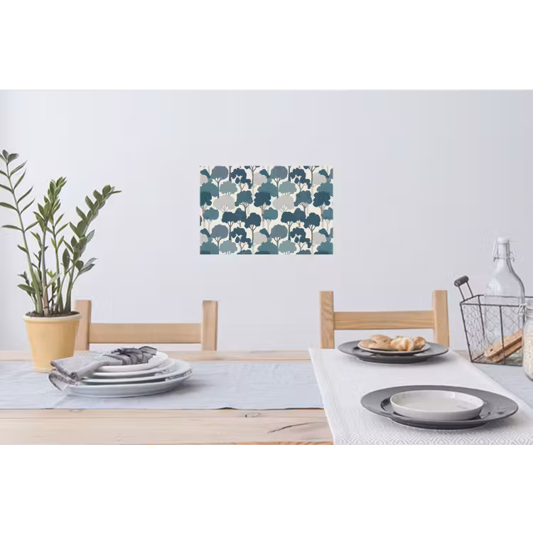 Modern - Bomen - Bos - Patroon - Blauw Muursticker klein 286 -eettafel