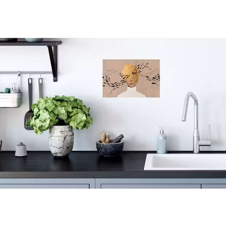 Modern - Vrouw - Goud Muursticker klein -keuken