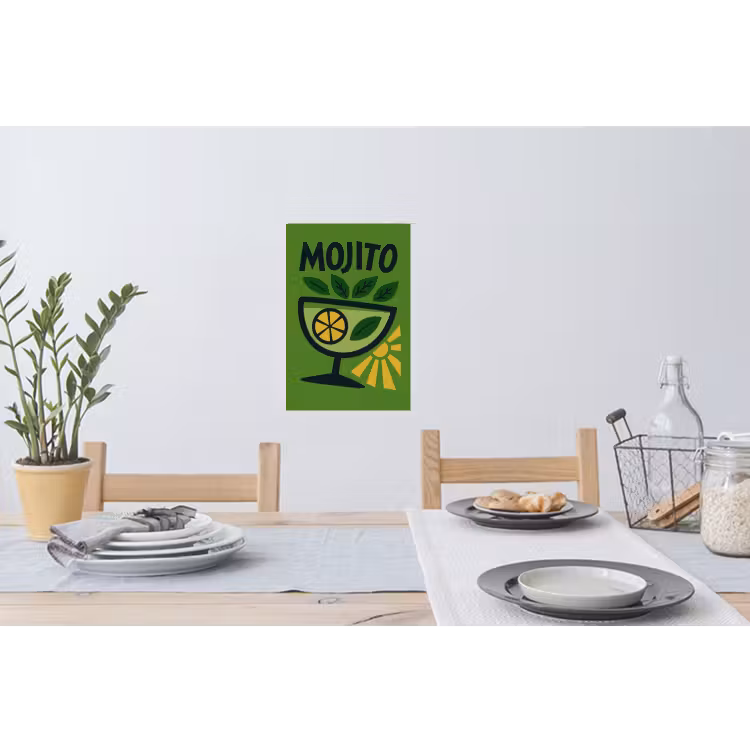 Mojito - Cocktail - Citroen - Groen Muursticker klein -eettafel