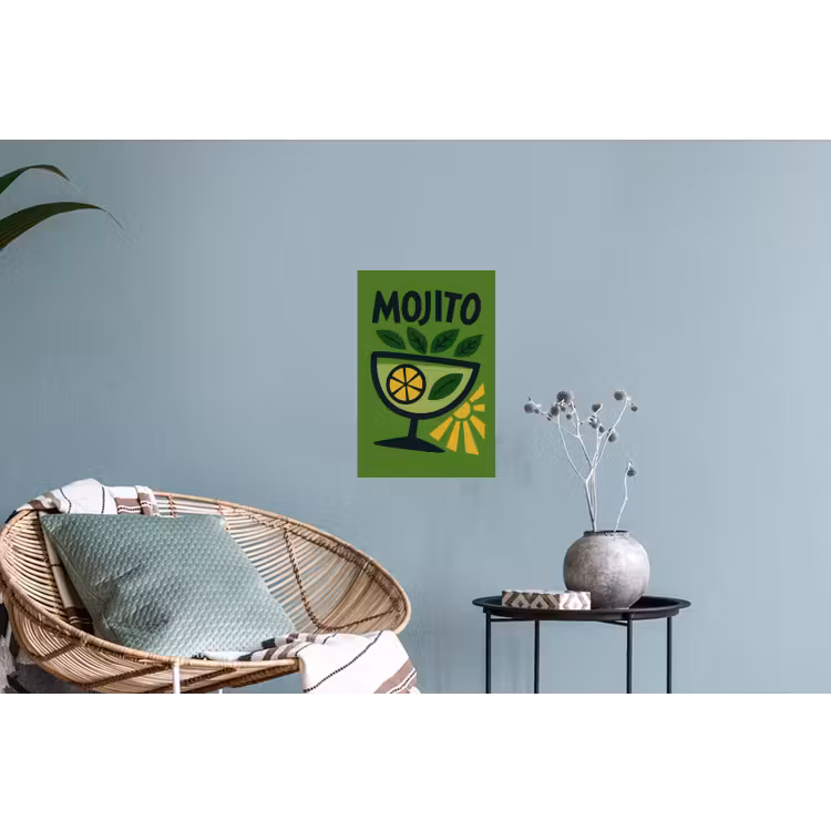 Mojito - Cocktail - Citroen - Groen Muursticker klein -plant